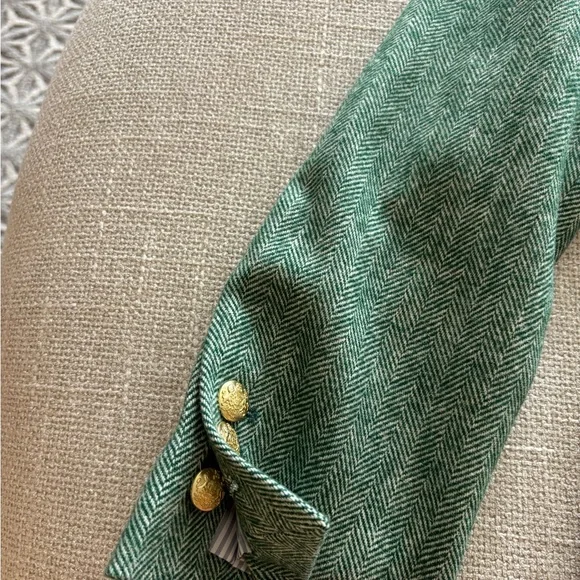 NWT J. Crew Herringbone Wool Blend Schoolboy Blazer Green Size 4P | Petite - Picture 5 of 9